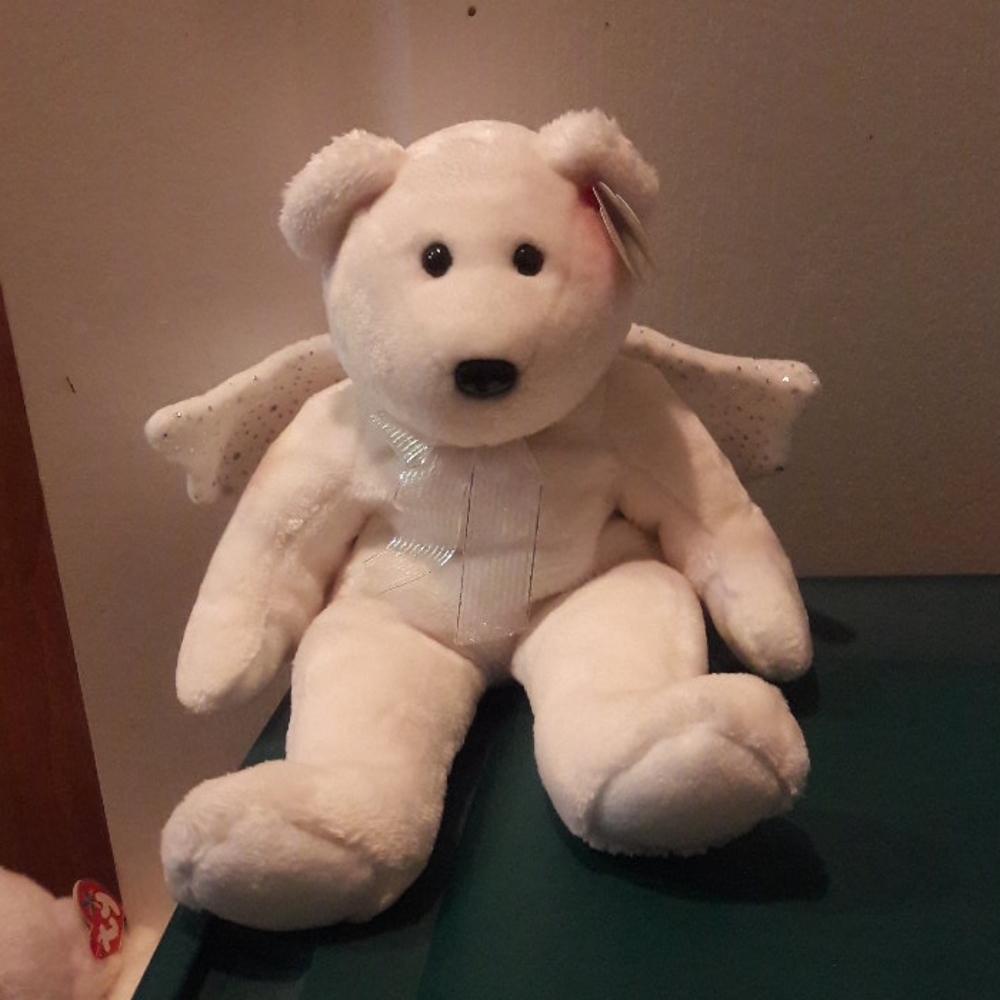 💙TY Herald Beanie Buddy White and Silver